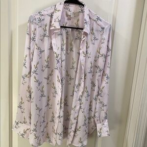 LOFT Pink and Blue Button Down Shirt